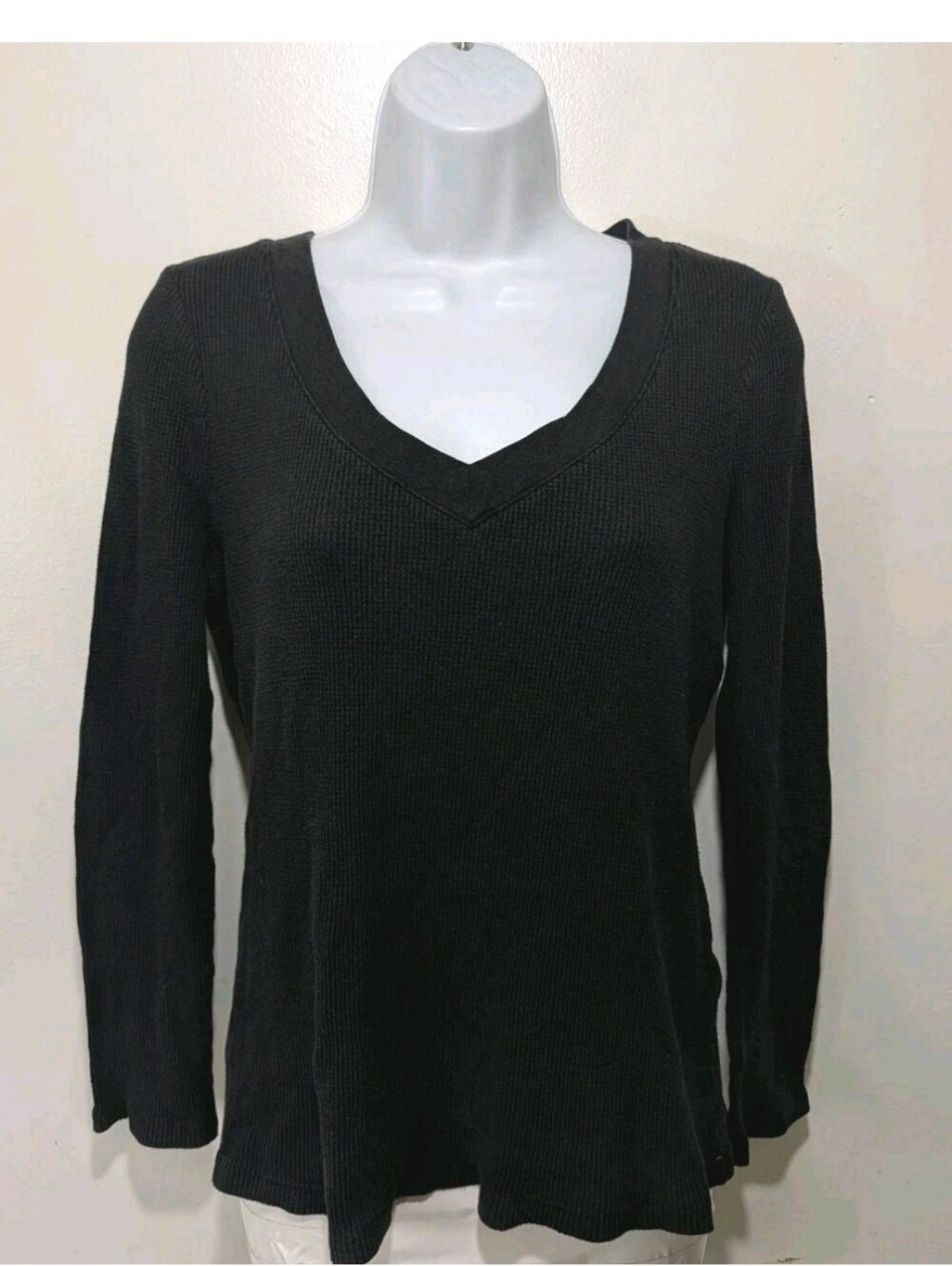 Sundance Waffle Knit Thermal Shirt Top Black L Outdoor Country Cowgirl #585 - Picture 3 of 7